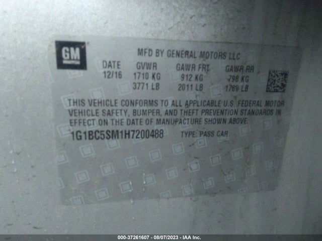 Chevrolet CRUZE LS 2017 1G1BC5SM1H7200488 Image 9