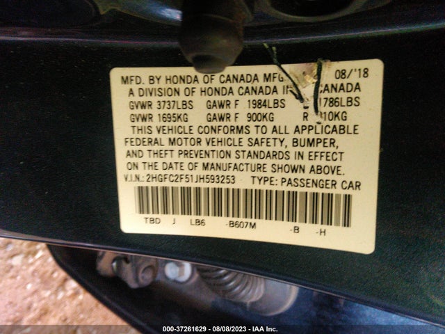 Honda Civic Sedan Lx 2018 2HGFC2F51JH593253 Image 9