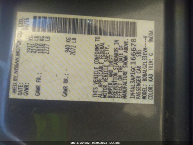 1N4AL3AP1GC166678 Nissan Altima 2.5 S