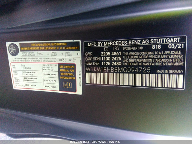 W1KWJ8HB8MG094725 Mercedes-Benz C-class Amg C 63 S