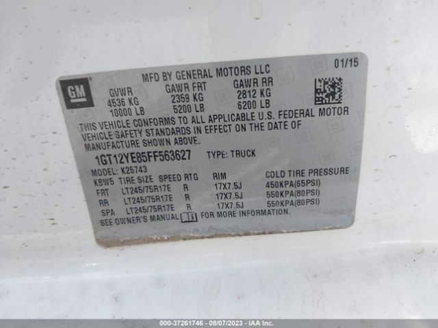 1GT12YE85FF563627 GMC Sierra 2500hd Sle