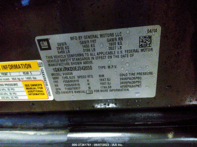1GKKVRKD9EJ342650 GMC ACADIA SLT