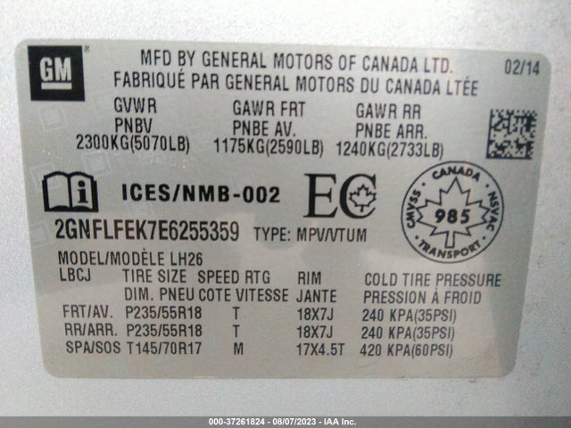 Chevrolet EQUINOX LT 2014 2GNFLFEK7E6255359 Image 10
