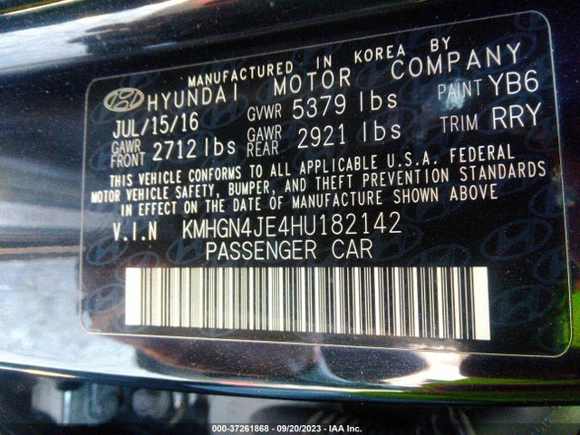 Genesis G80 3.8l 2017 KMHGN4JE4HU182142 Image 9
