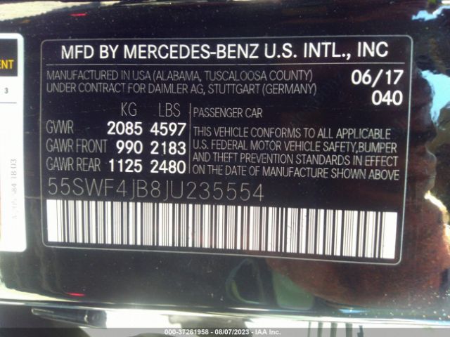 55SWF4JB8JU235554 Mercedes-Benz C-class C 300