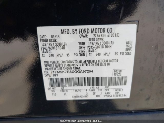 1FM5K7B8XGGA97264 Ford Explorer Base