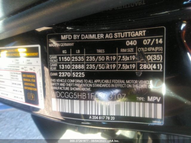WDCGG5HB1FG363107 Mercedes-Benz Glk-class Glk 350