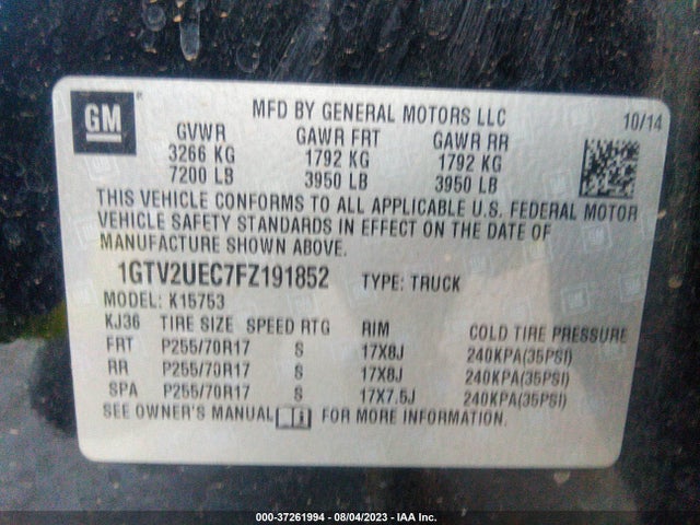 GMC Sierra 1500 Sle 2015 1GTV2UEC7FZ191852 Image 9