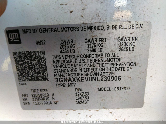 Chevrolet EQUINOX LT 2022 3GNAXKEV0NL239906 Image 9