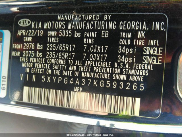 5XYPG4A37KG593265 KIA SORENTO L