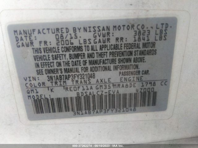 3N1AB7AP3FY321048 Nissan SENTRA S