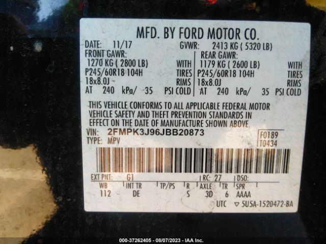 2FMPK3J96JBB20873 Ford EDGE SEL