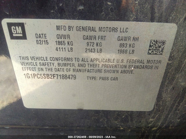 Chevrolet CRUZE LT 2015 1G1PC5SB2F7188479 Image 9