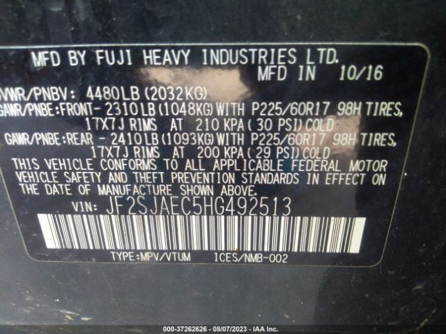 JF2SJAEC5HG492513 Subaru Forester Premium