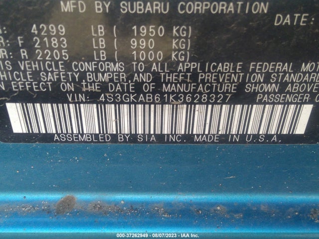 Subaru Impreza 2019 4S3GKAB61K3628327 Image 9