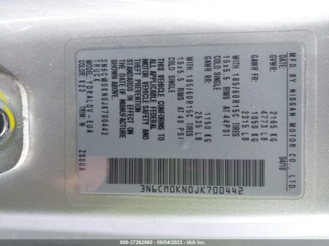 3N6CM0KN0JK700442 Nissan Nv200 Compact Cargo S