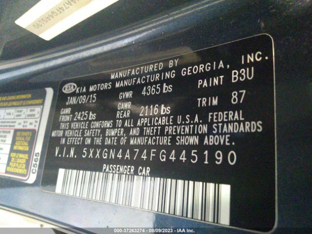5XXGN4A74FG445190 KIA OPTIMA EX