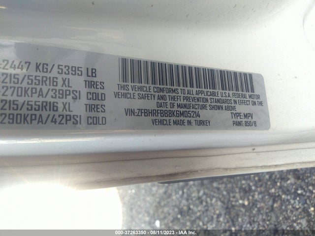 ZFBHRFBB8K6M05214 RAM Promaster City Tradesman Slt