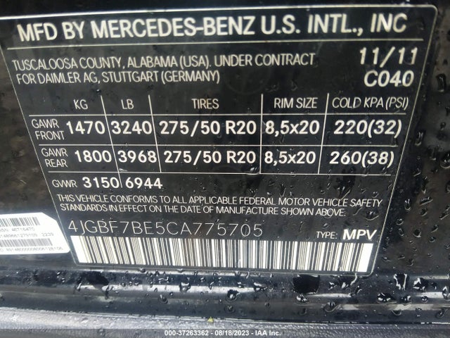 Продажа на аукционе авто 2012 Mercedes-benz Gl 450, vin: 4JGBF7BE5CA775705, номер лота: 37263362