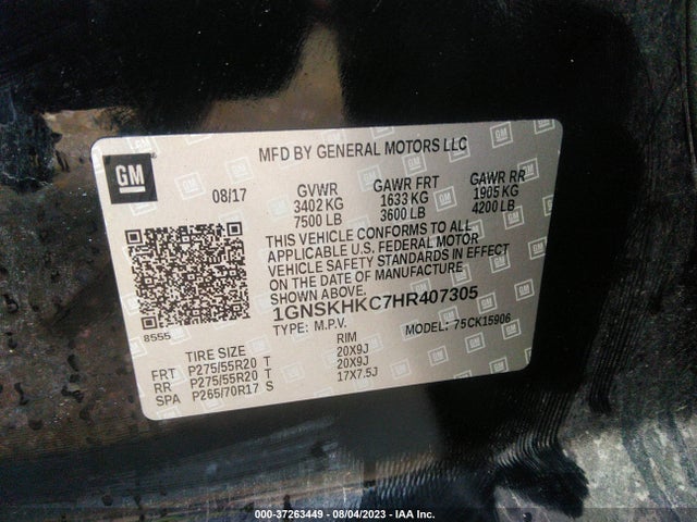 Chevrolet Suburban Lt 2017 1GNSKHKC7HR407305 Image 9