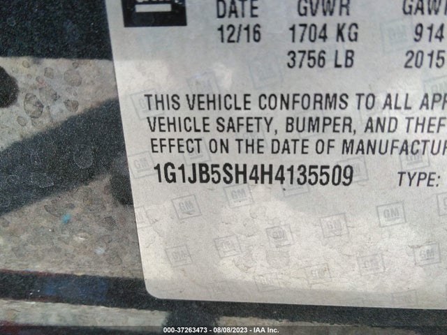 Chevrolet SONIC LS 2017 1G1JB5SH4H4135509 Image 9