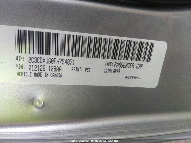 Dodge Charger Sxt 2015 2C3CDXJG0FH754871 Image 9