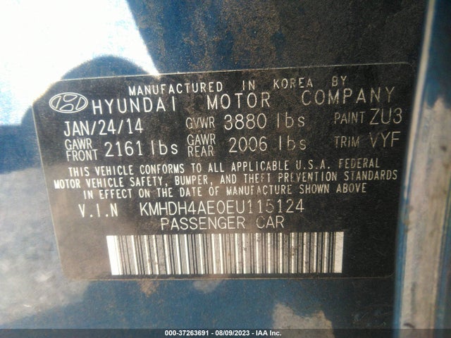 Hyundai ELANTRA SE 2014 KMHDH4AE0EU115124 Image 9