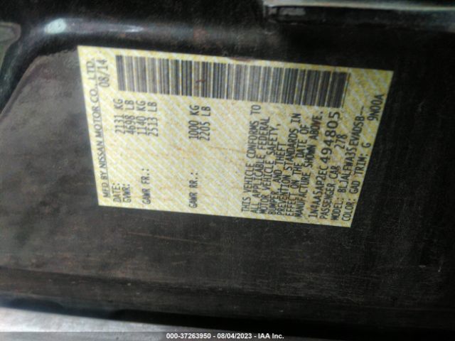 1N4AA5AP2EC494805 Nissan Maxima 3.5 Sv