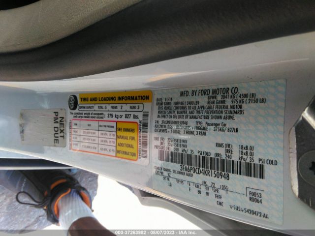 3FA6P0CD4KR150948 Ford FUSION SEL