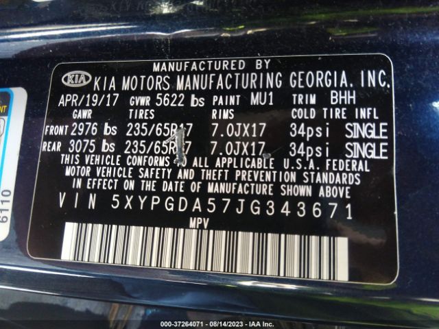5XYPGDA57JG343671 KIA Sorento Lx V6