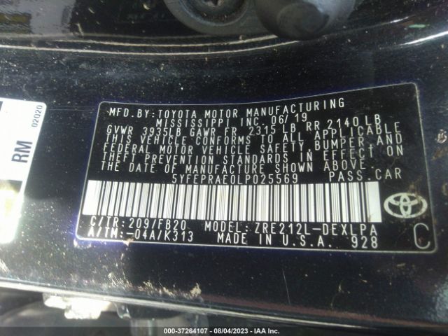 5YFEPRAE0LP025569 Toyota COROLLA LE