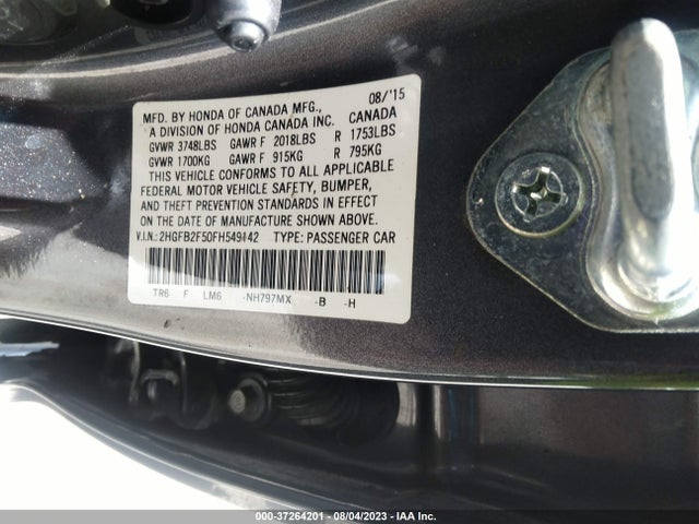 Honda Civic Sedan Lx 2015 2HGFB2F50FH549142 Image 9