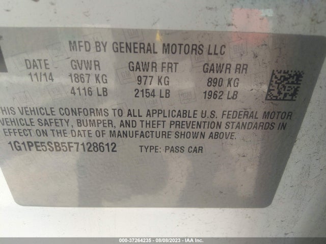 Chevrolet CRUZE LT 2015 1G1PE5SB5F7128612 Image 9