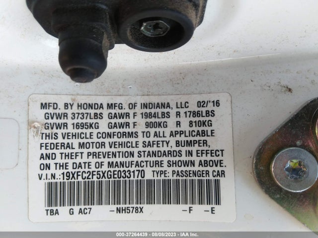 Honda Civic Sedan Lx 2016 19XFC2F5XGE033170 Image 9