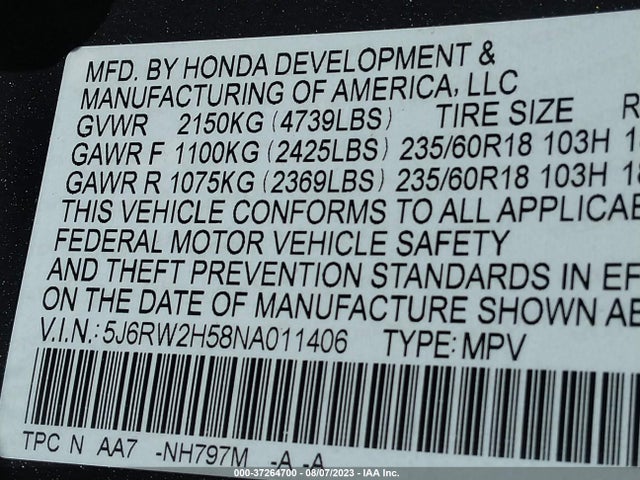 Honda CR-V EX 2022 5J6RW2H58NA011406 Image 9