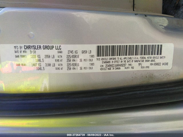 2010 DODGE GRAND CARAVAN SXT VIN: 2D4RN5D16AR409297