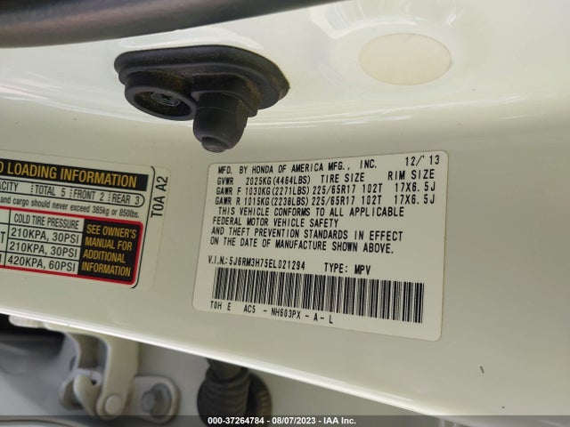 Honda Cr-v Ex-l 2014 5J6RM3H75EL021294 Image 9