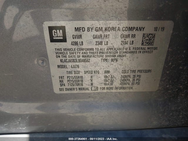 2020 BUICK ENCORE FWD PREFERRED VIN: KL4CJASB3LB048562