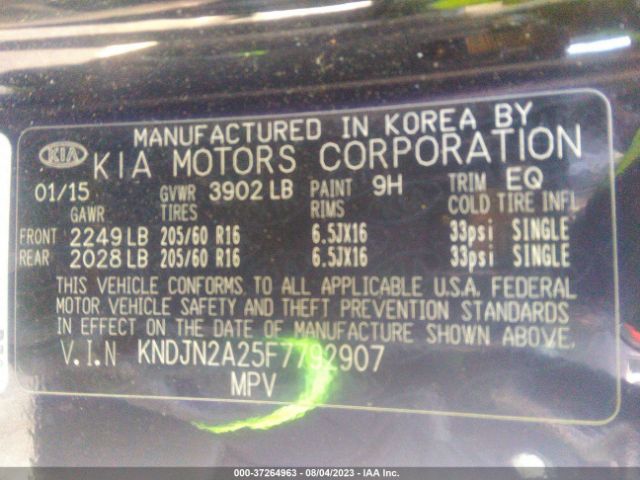 KNDJN2A25F7792907 KIA Soul Base