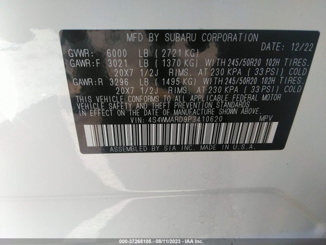 Subaru Ascent Limited 2023 4S4WMARD9P3410620 Image 9