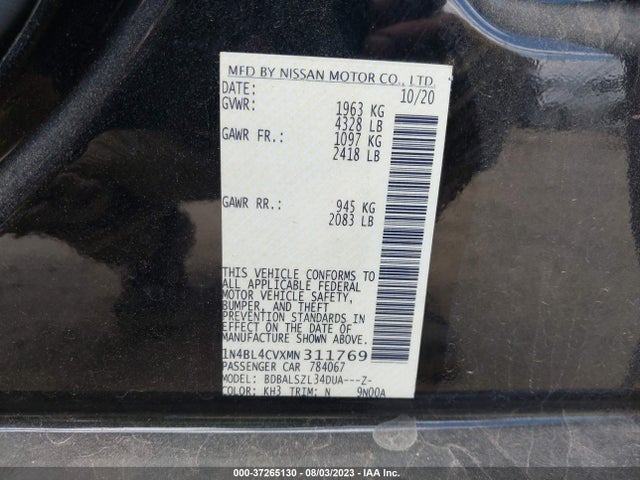 2021 NISSAN ALTIMA 2.5 SR VIN: 1N4BL4CVXMN311769