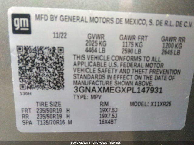 Chevrolet EQUINOX RS 2023 3GNAXMEGXPL147931 Image 9