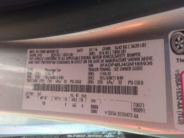 3FADP4BJ4GM185936 Ford FIESTA SE