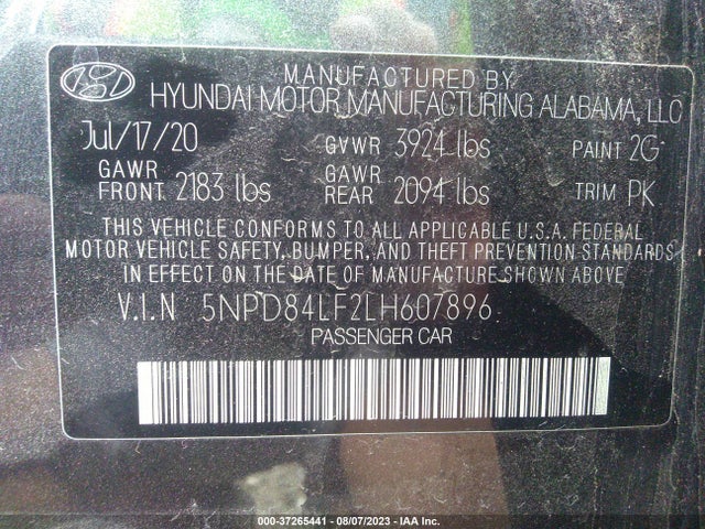 Hyundai ELANTRA SEL 2020 5NPD84LF2LH607896 Image 9