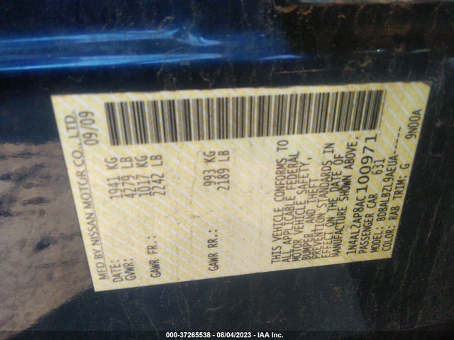 2010 NISSAN ALTIMA 2.5 S VIN: 1N4AL2AP8AC100971