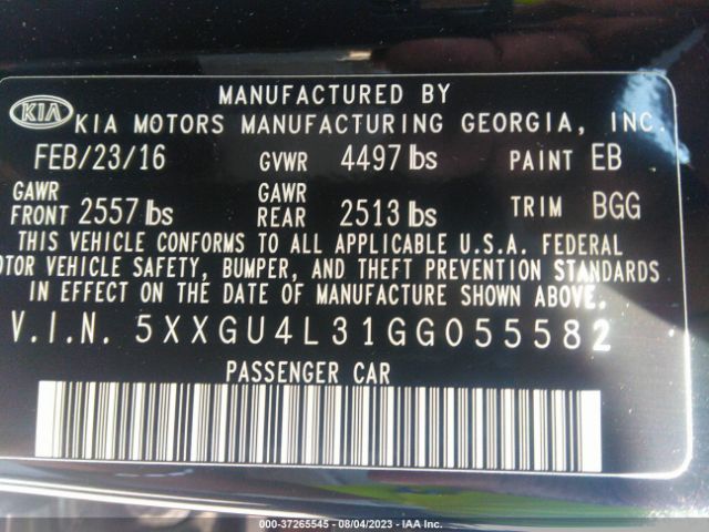 5XXGU4L31GG055582 KIA OPTIMA EX