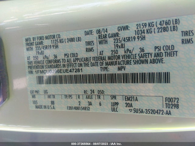 Ford Escape Titanium 2014 1FMCU0J96EUE47281 Image 9