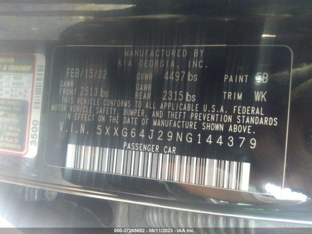 5XXG64J29NG144379 KIA K5 Gt-line