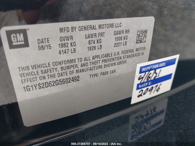 Chevrolet Corvette Z06 2lz 2016 1G1YS2D62G5602492 Image 9