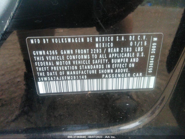 3VW3A7AJXFM291149 Volkswagen Jetta Sedan 2.0l Tdi Sel